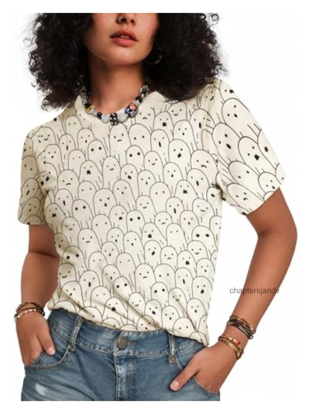 Funny Ghost Graphic Tee Women Halloween Spooky Season Short Sleeve Crew Neck